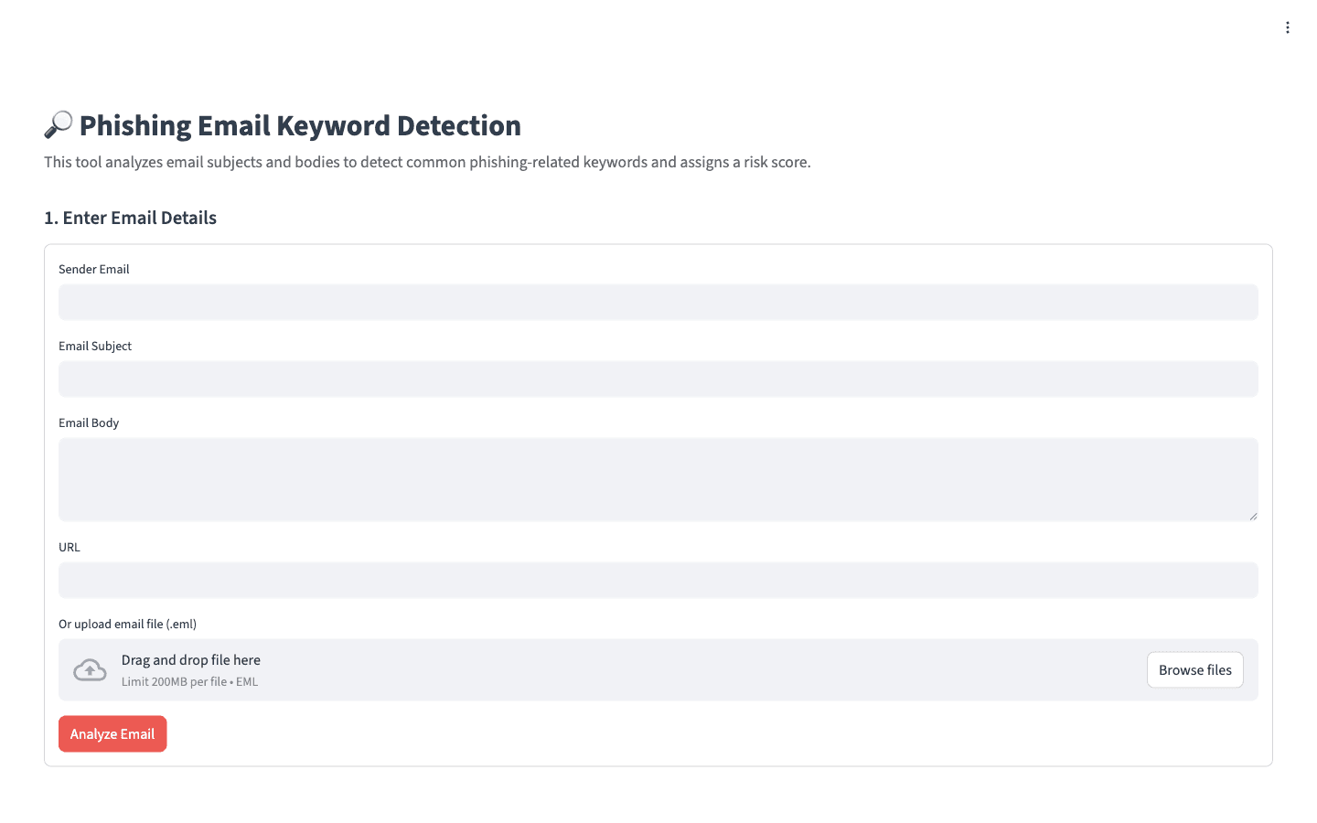 Phishing Detection Website homepage screenshot